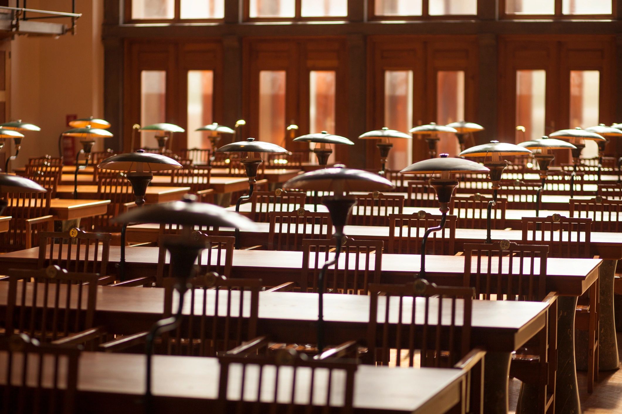 Quiet university library reading room