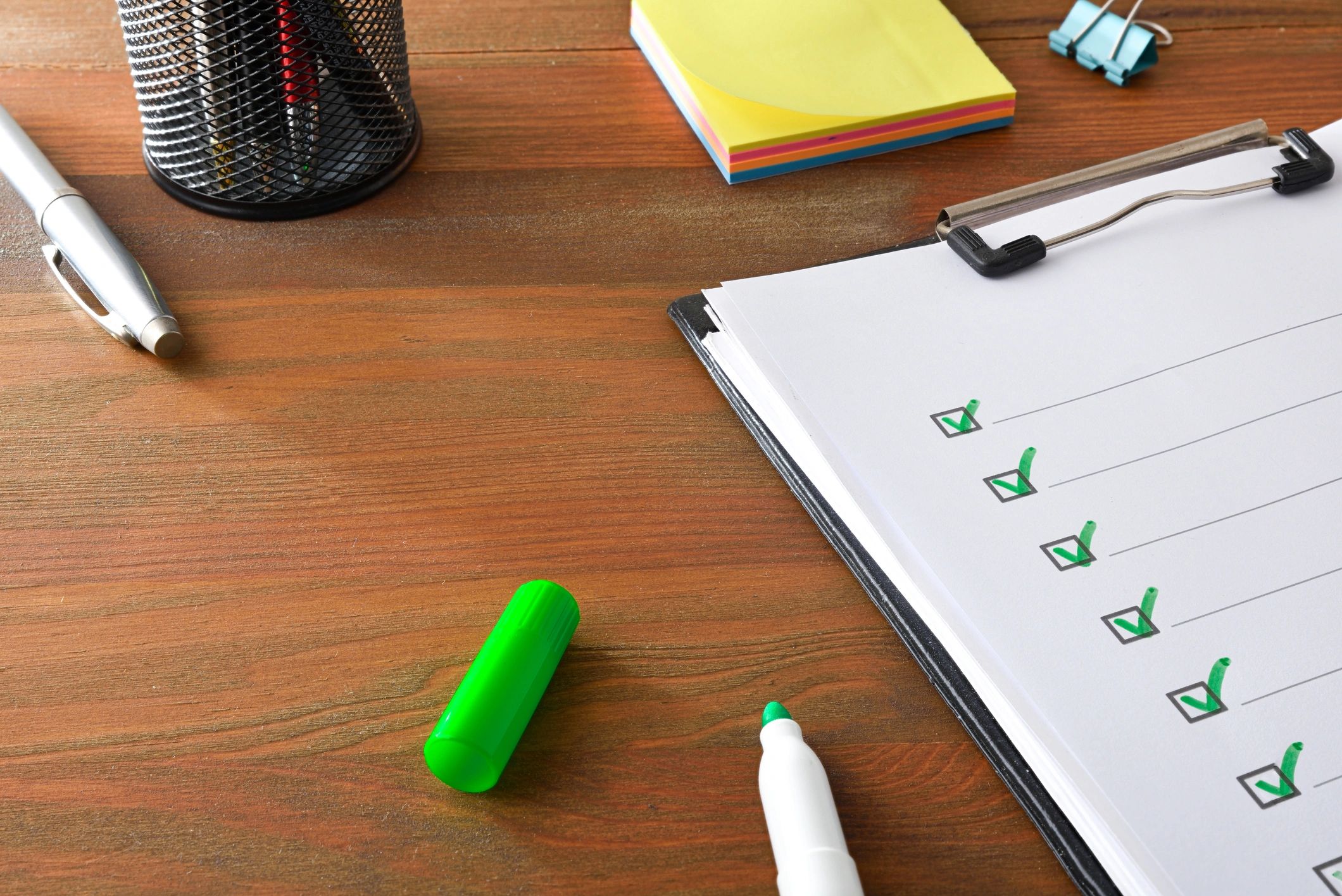 Clipboard checklist for planning certification steps